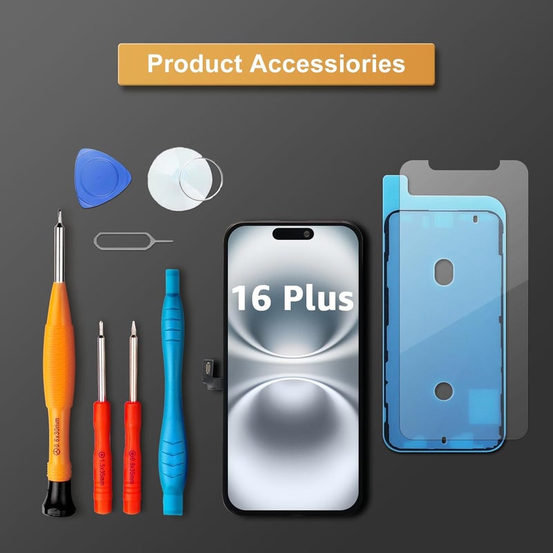 LL TRADER Screen Replacement for iPhone 16 Plus 6.7" LCD Retina FHD Display COF Touch Screen Digitizer with Repair Tool Kits, Waterproof Tape, Screen Protector - Image 5